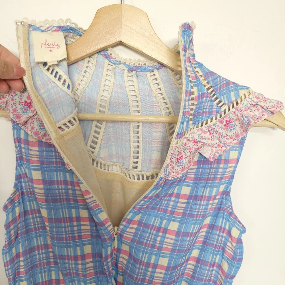 Anthropologie Plenty by Tracy Reese Plaid Ruffle Flower Mini Dress, size xsp. - Picture 12 of 16